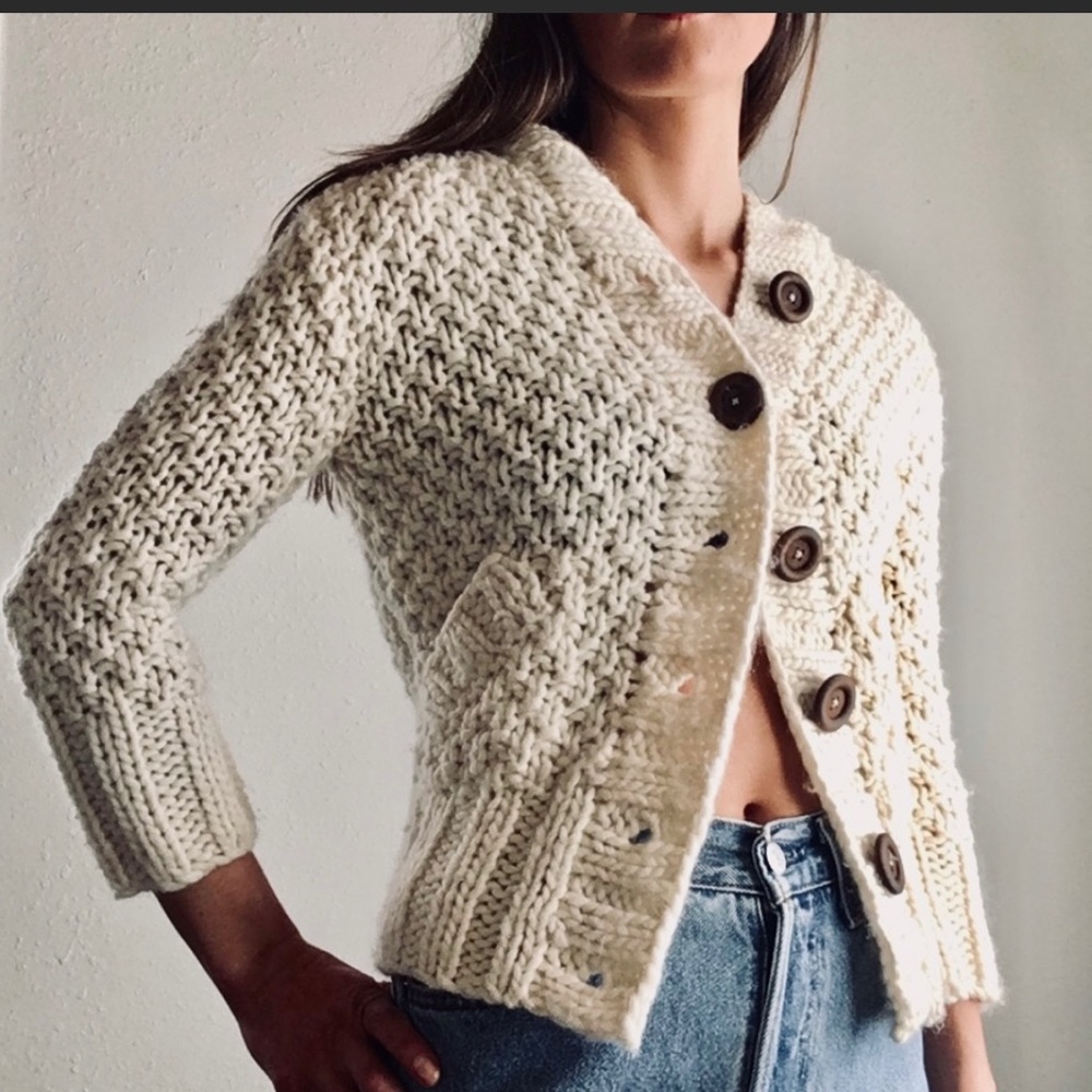 Free people chunky knit hooded cardigan